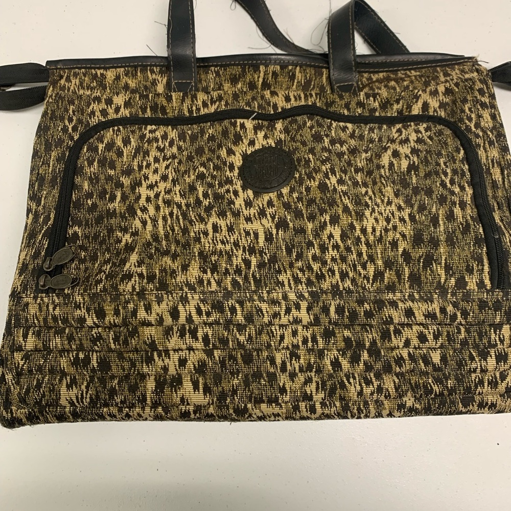 Leopard Print Travel Tote with Black Accents
